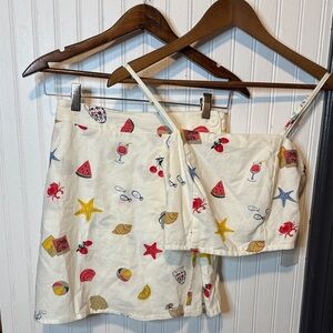 Midnight Sky Nautical + Fruit Patterned Two-Piece Set NEW with Tags